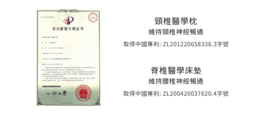 頸椎醫學枕曾在中國取得專利